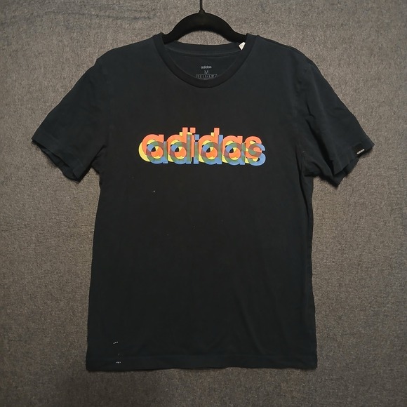 adidas Other - adidas Men's Black Multicolor Logo Graphic Crew Neck Short Sleeve T-Shirt Size M